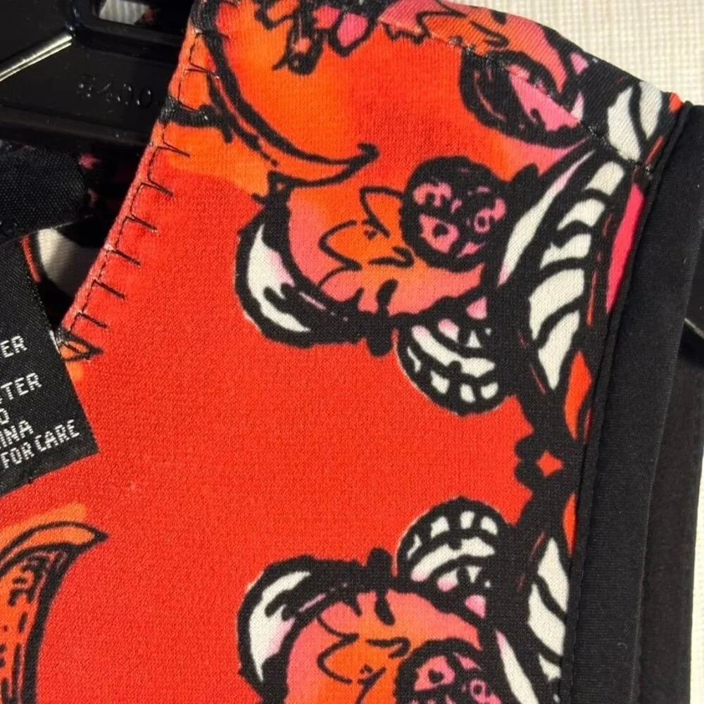 Etcetera Sleeveless Knee-Length Sheath Dress With Ornate Red & Black Floral Prin - Picture 3 of 16